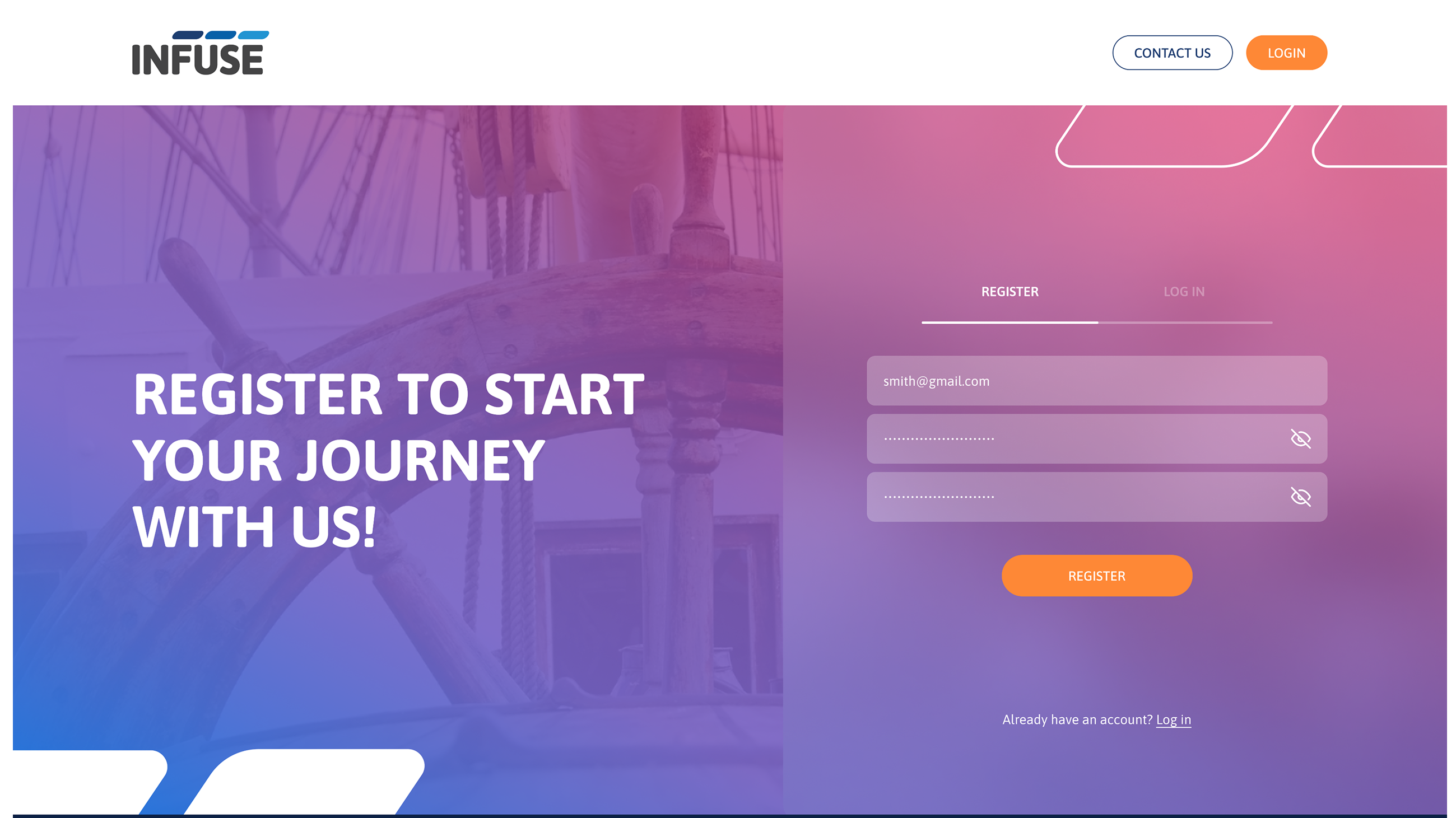 INFUSE app registration page